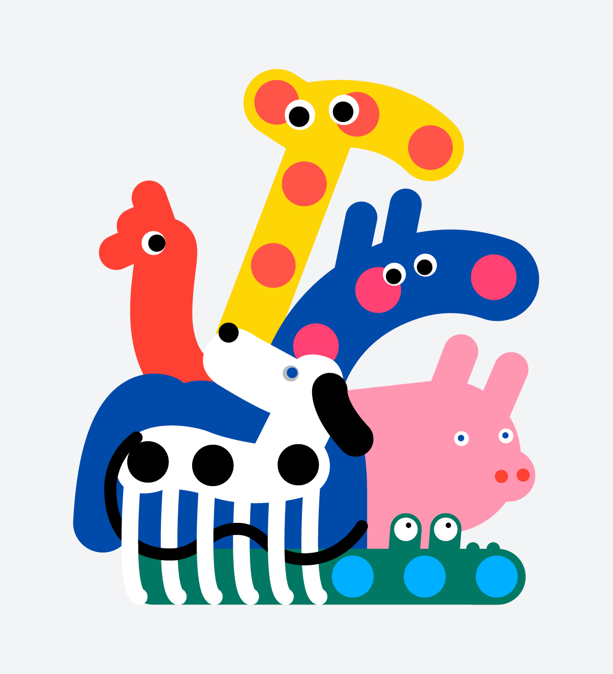 Linelobs – Blue Horse Pink Spots Character Illustration