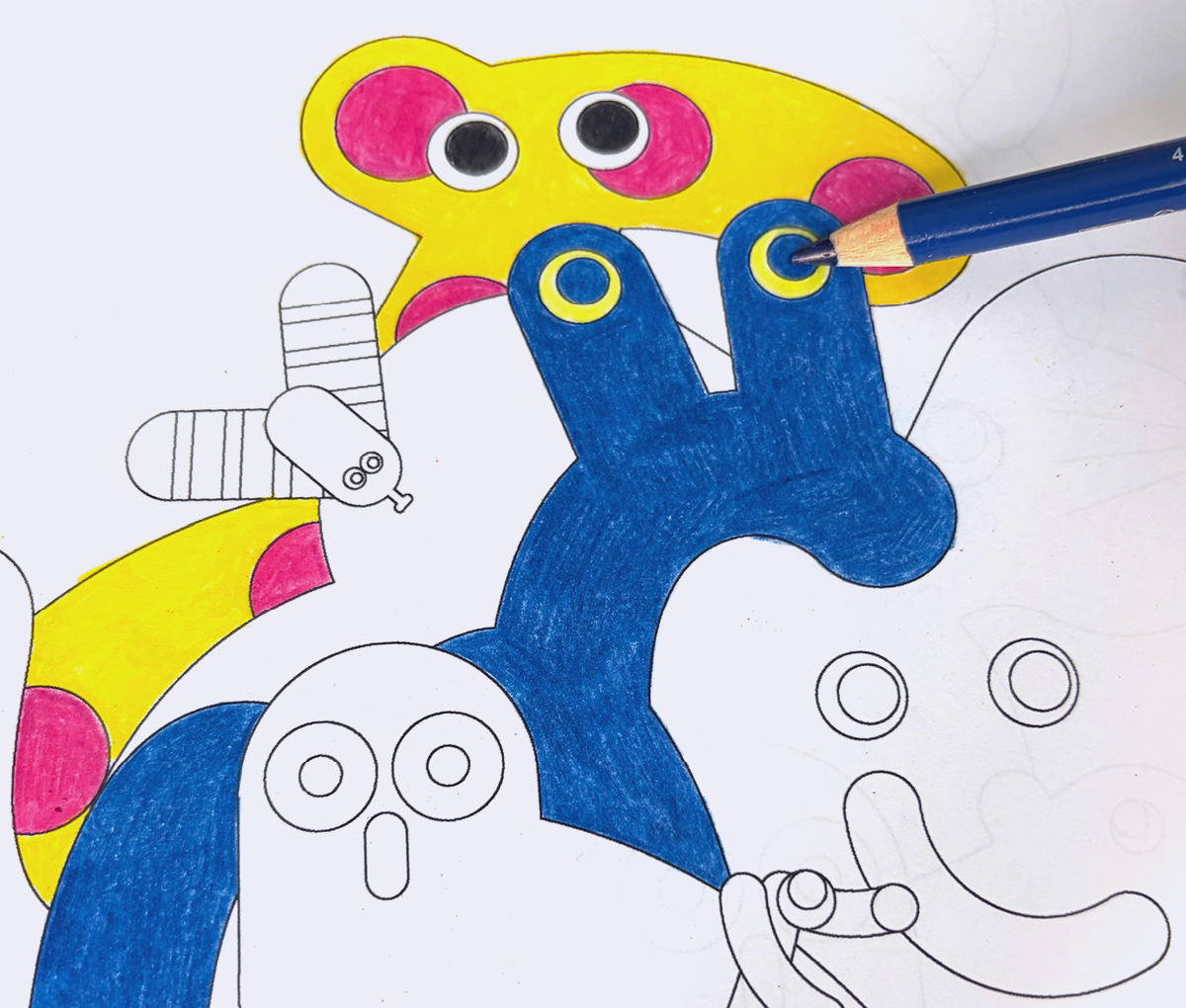 Fan-Kunst: Lobmob Zoo Crew Malvorlage, bunt ausgemalt mit Buntstiften