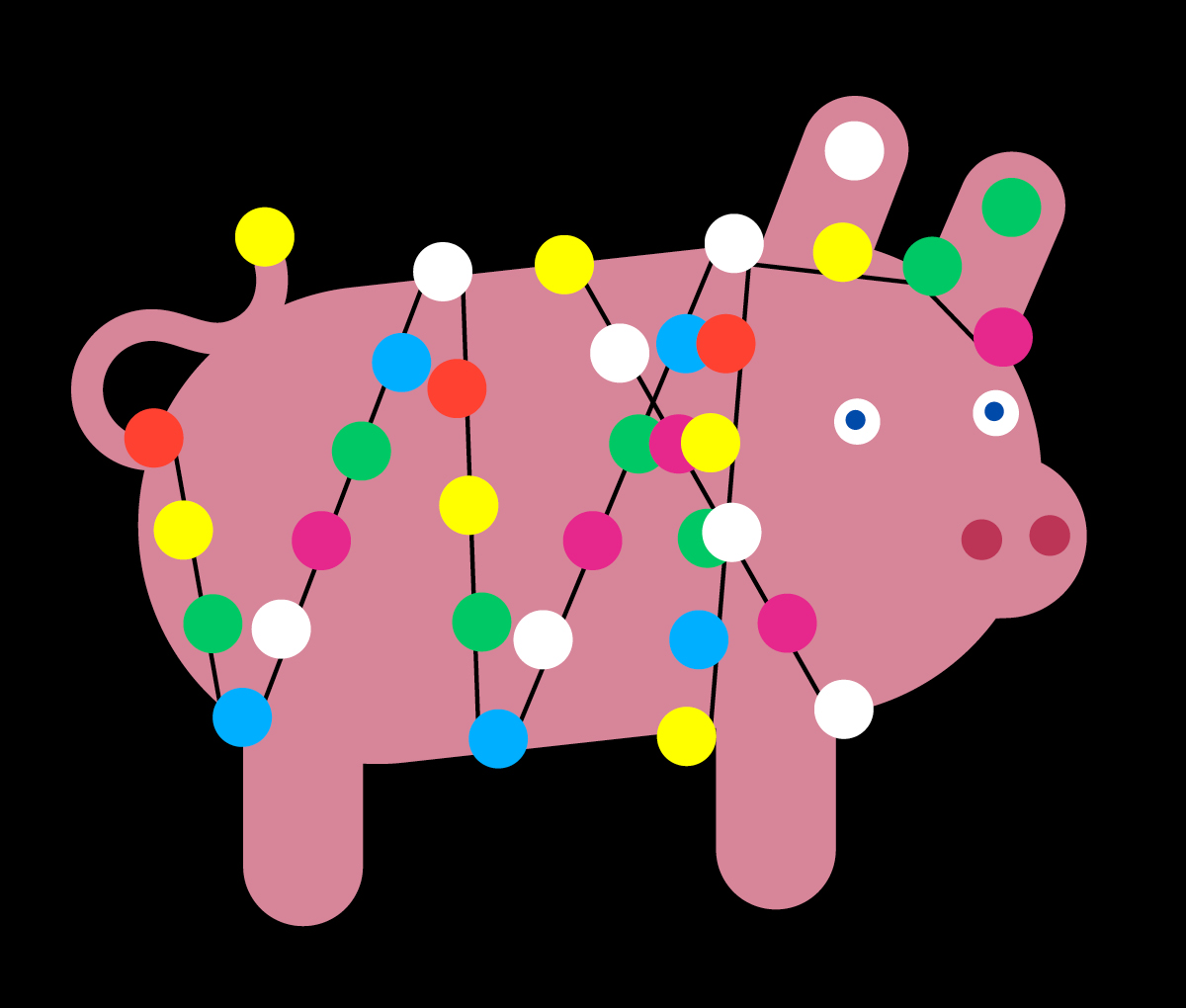 Linelobs – String Lights Decoration Pig Character Illustration