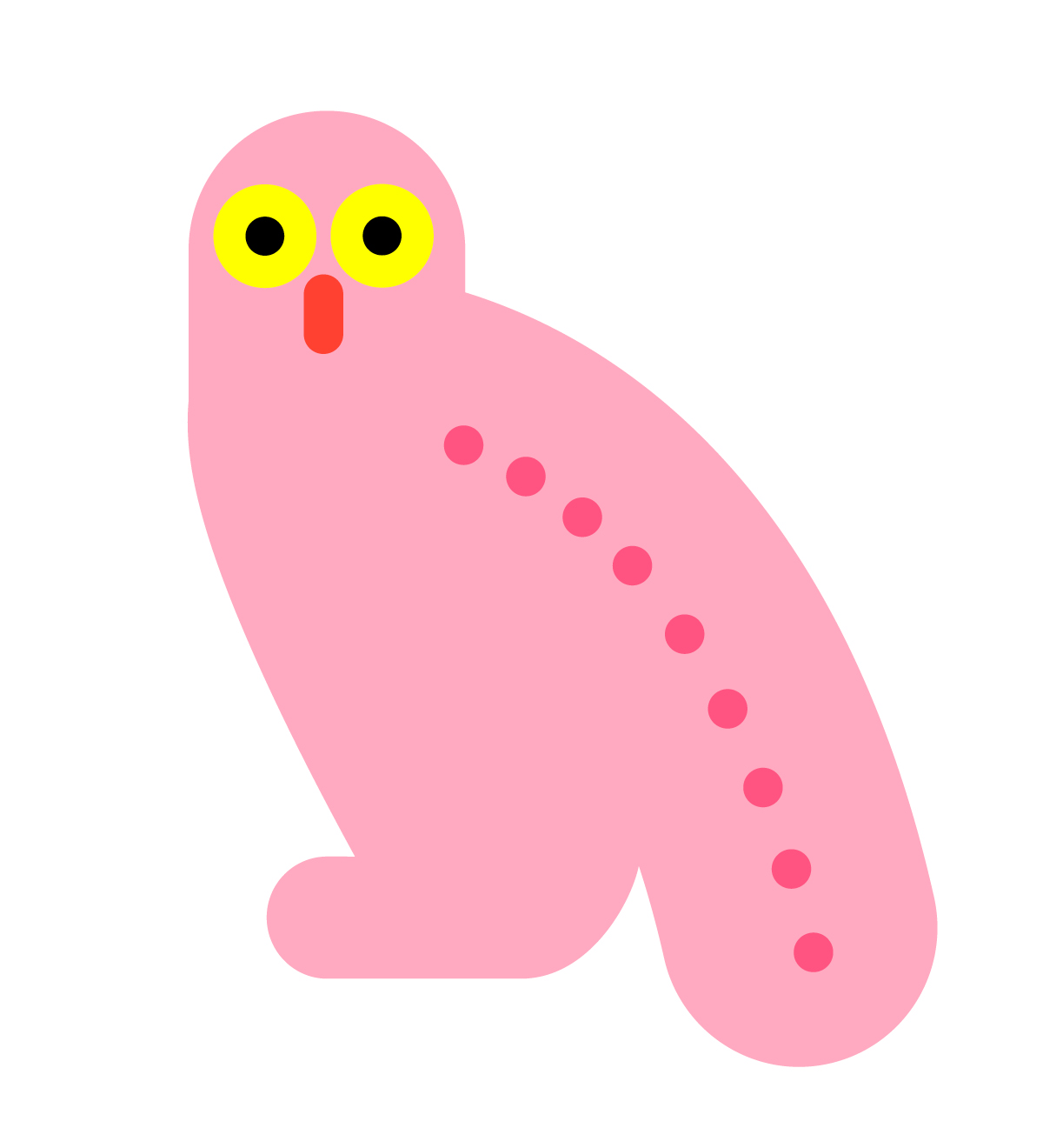 Linelobs – Pink Owl Yellow Eyes Character Illustration