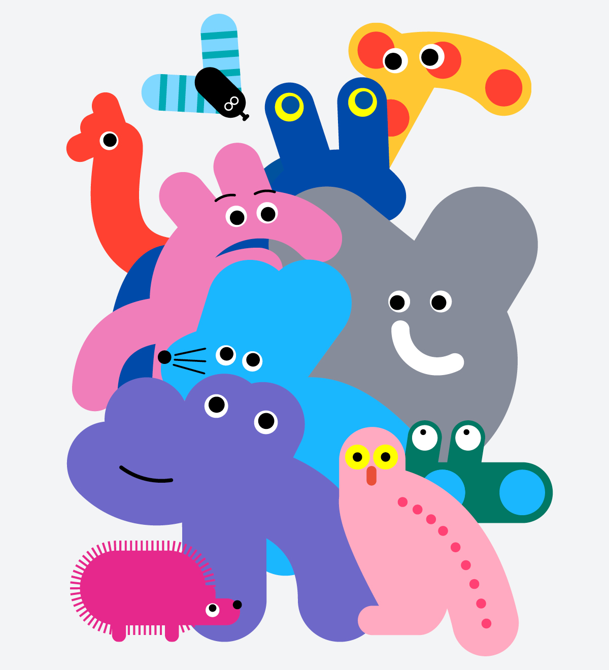 Linelobs – Purple Rhinoceros with Zoo Friends Illustration