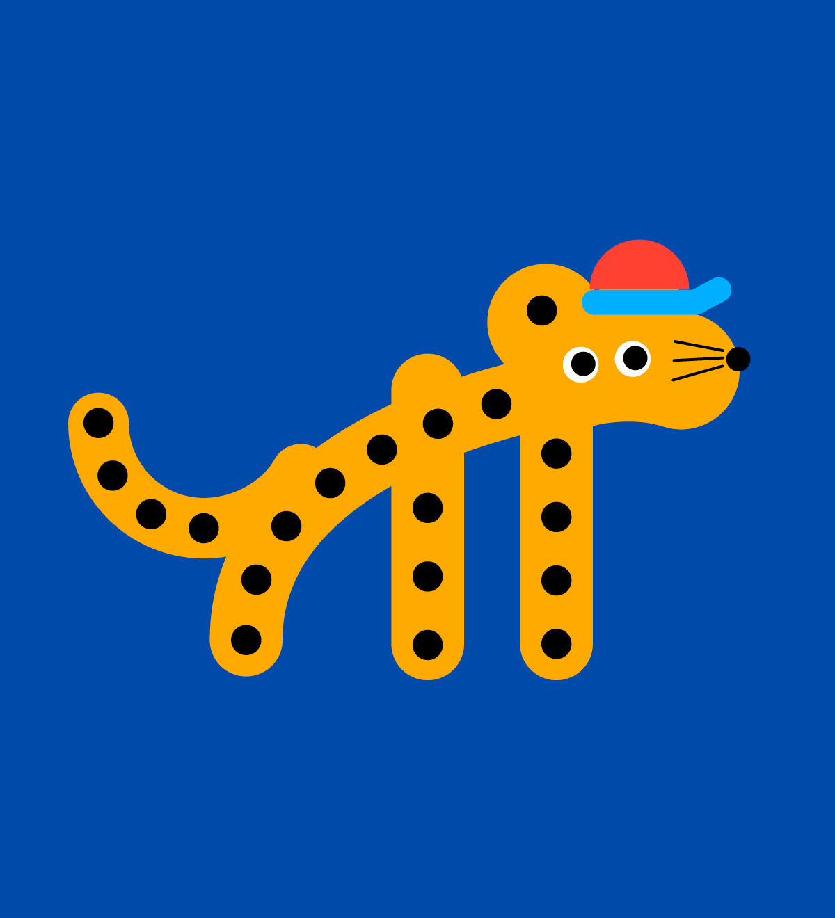 Linelobs – Yellow Cheetah with Cap Character Illustration
